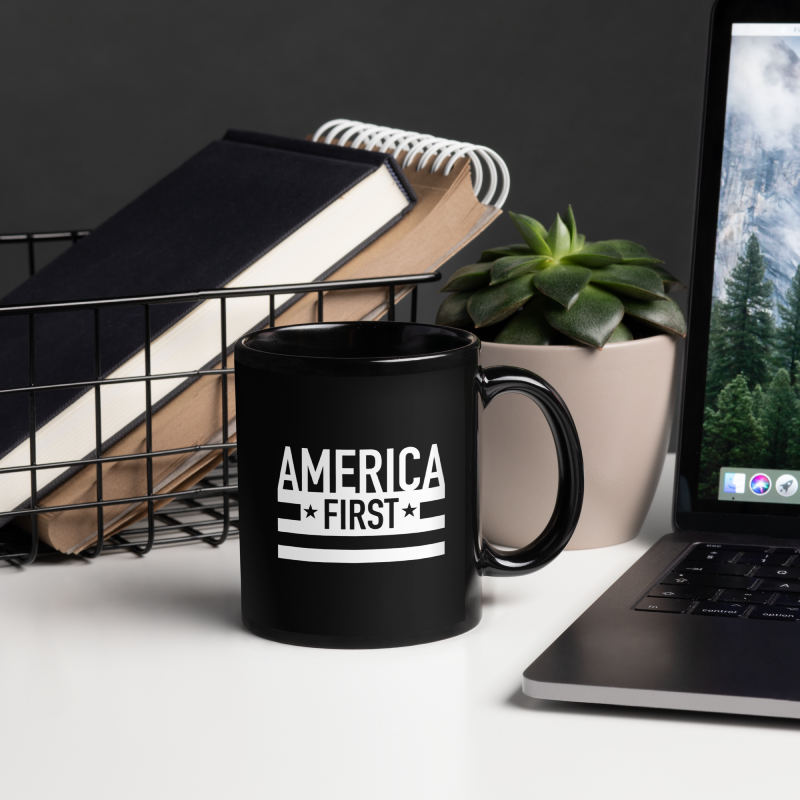 America First Black Glossy Mug