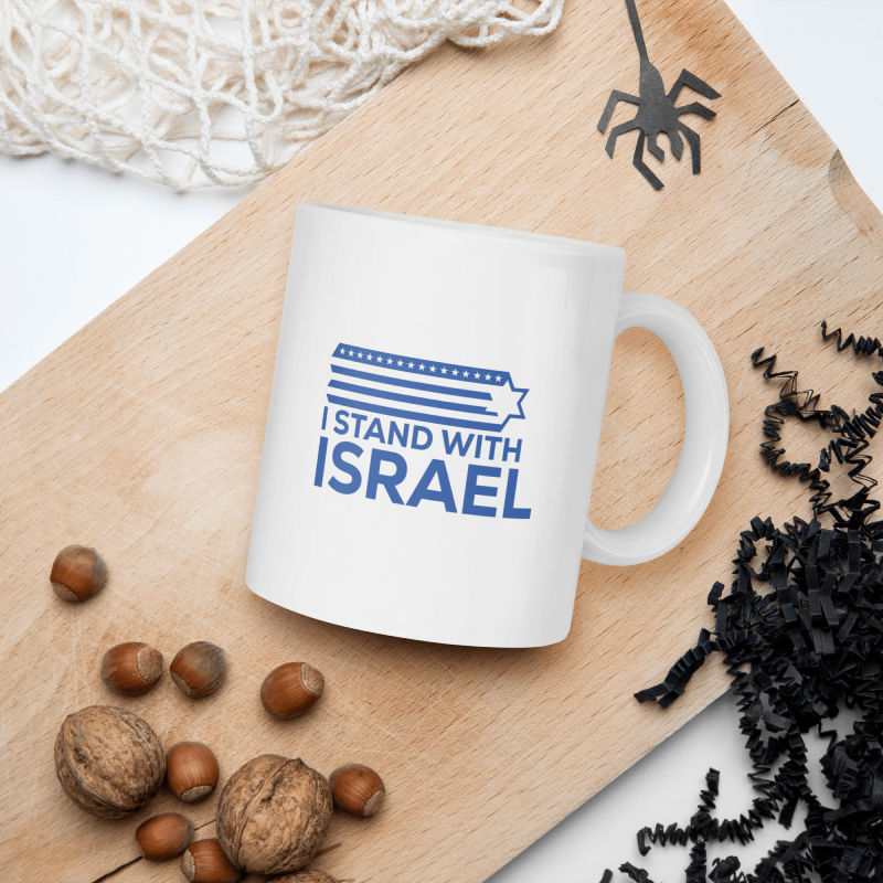 I Stand with Israel White glossy mug