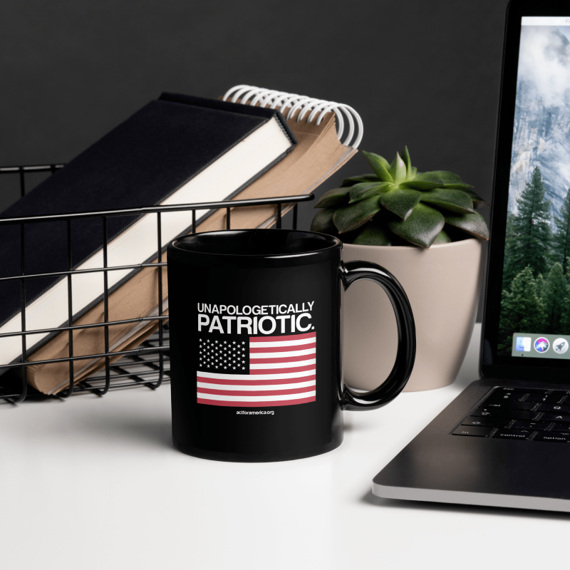 Proud American Black Glossy Mug